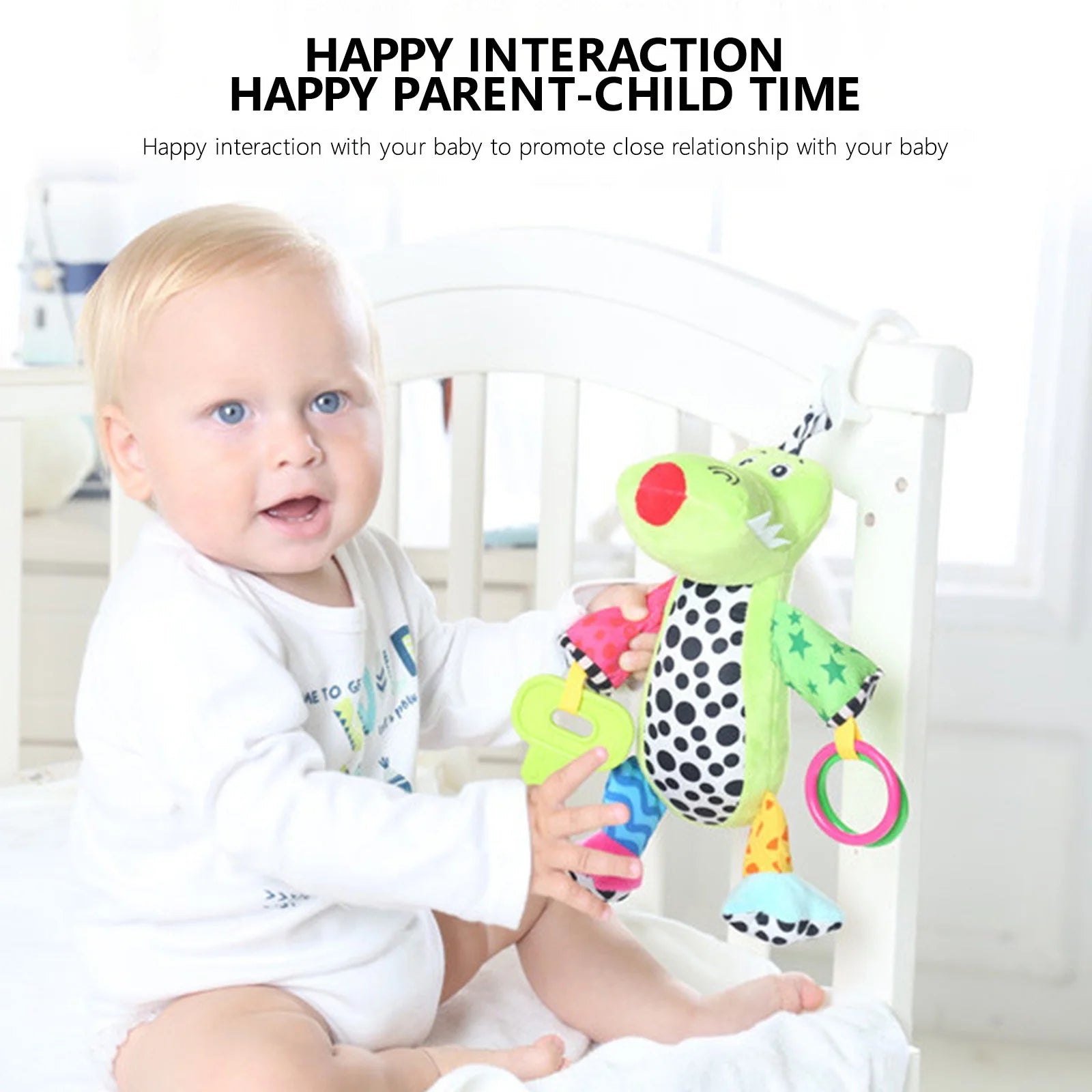 Hanging Stroller Crocodile Toys With 32 Music And Teether, Infant Soft Plush Rattle C54755