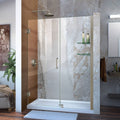 Frameless Hinged Shower Door with Shelves Brushed Nickel Y185294