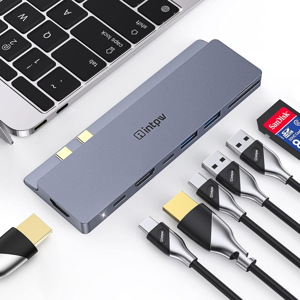 USB C Hub Multiport Adapter with 2 4K HDMI, 87W PD, 3 USB 3.0 Ports, UHS-II SD/TF Card Reader U943