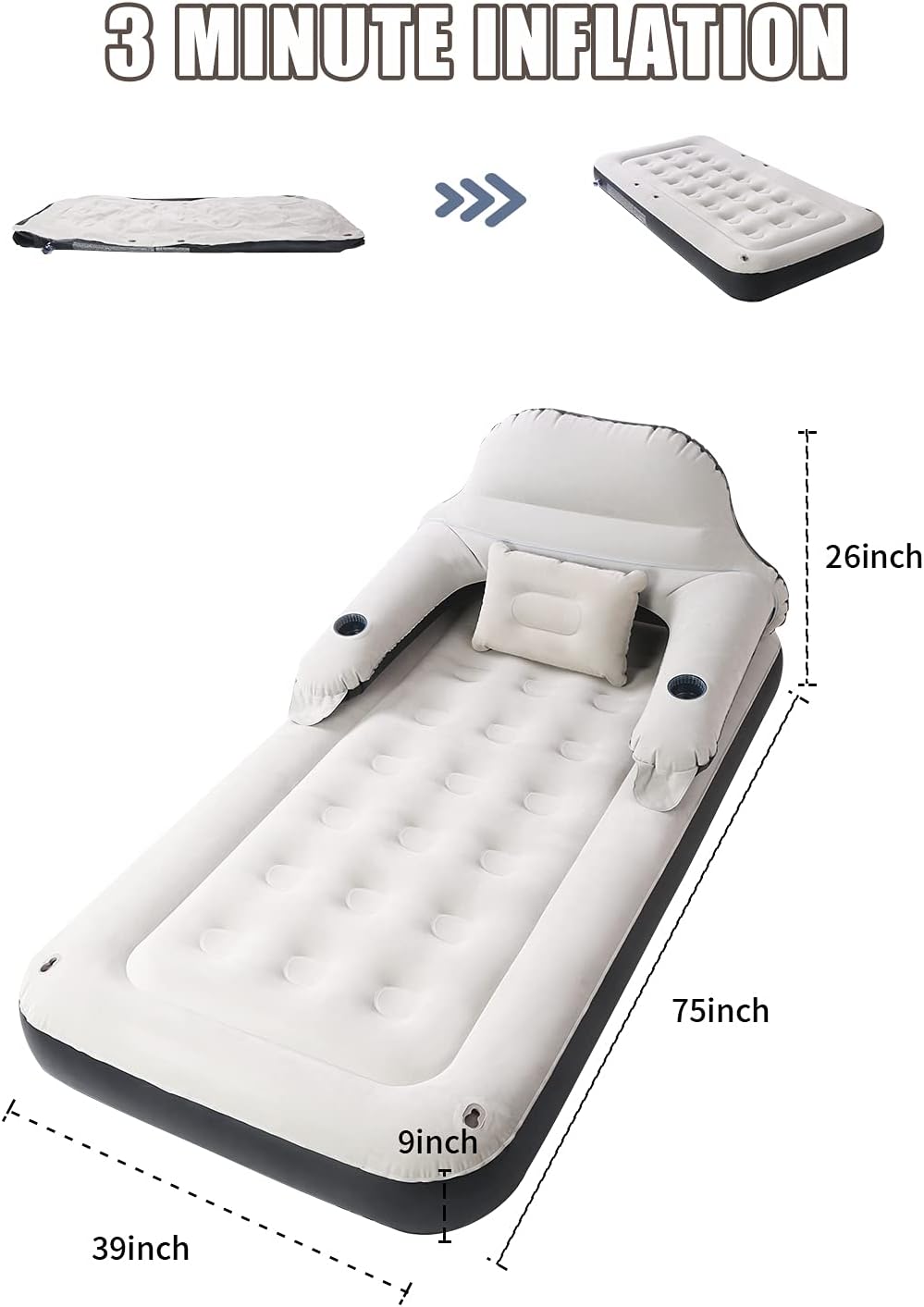 Twin Air Mattress with Soft Backrest Patch Kit Q555