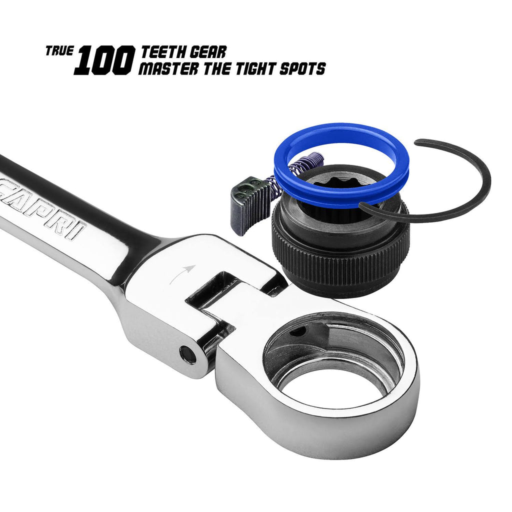 100-Tooth Metric Flex-Head Ratcheting Combination Wrench Set (7-Piece) P40410