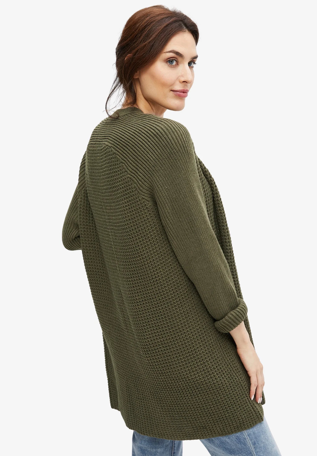 Dusty Purple Plus Size Open Front Waffle Cardigan T278684