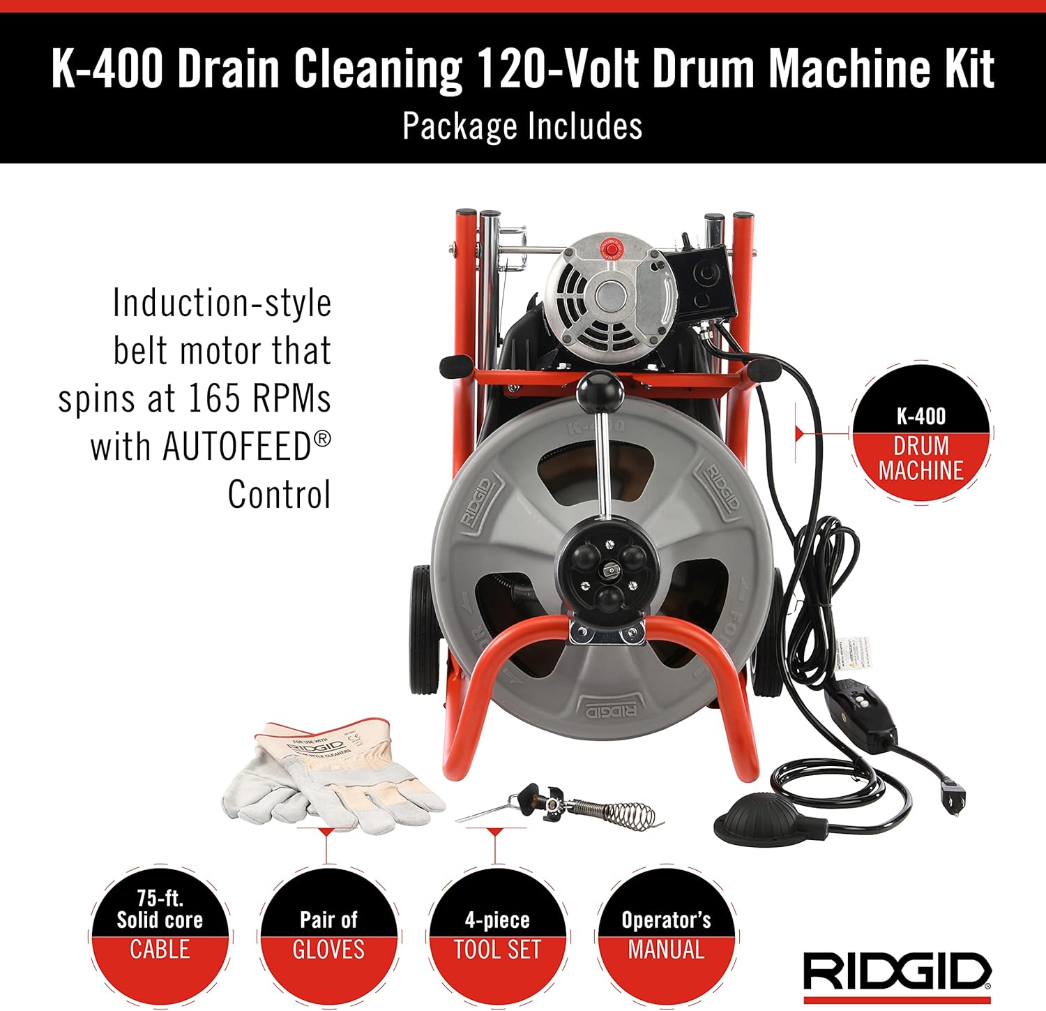 Drum Machine with Integral Wound Cable with Autofeed Q7647