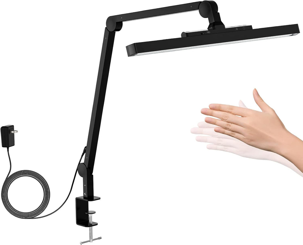 LED Desk Lamp with Clamp, Dimmable Swing Arm, 4 Color Modes K43347