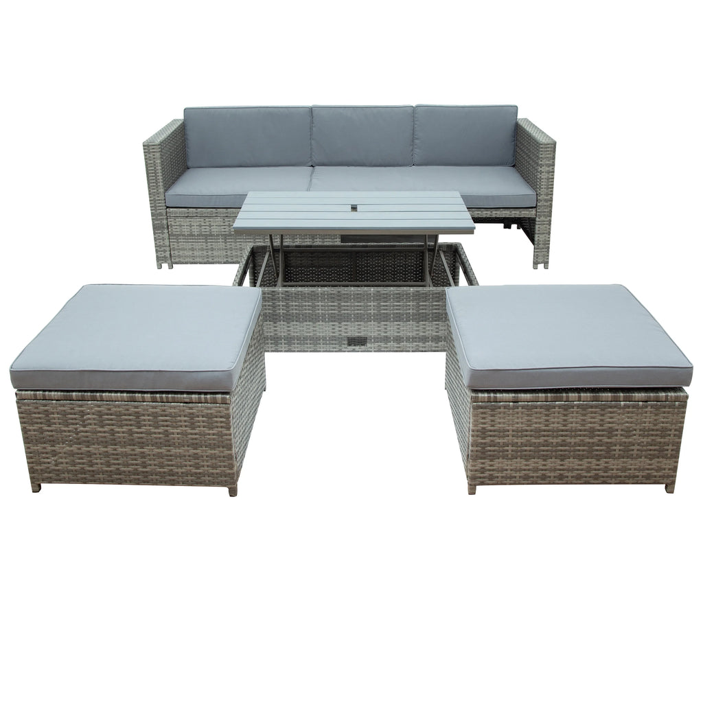 Grey 4 Piece PE Wicker Rattan Outdoor Sofa Set O24269