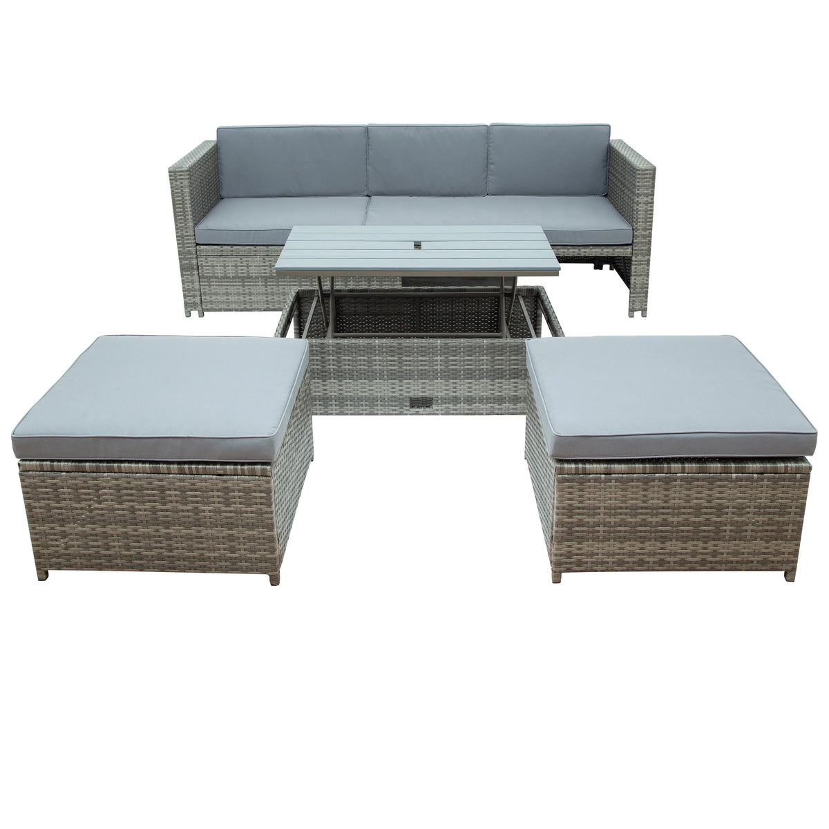 Grey 4 Piece PE Wicker Rattan Outdoor Sofa Set O24269