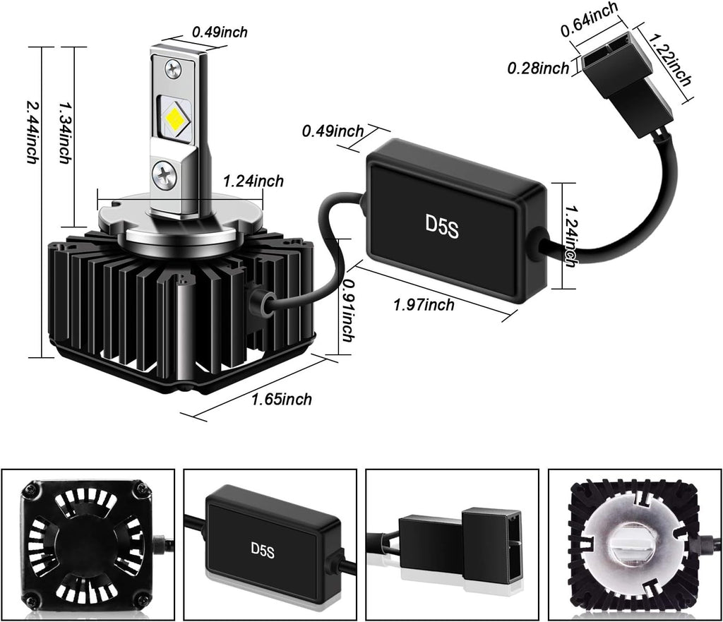 45W 7600LM D5S LED Headlight Bulb Conversion Kit, 1 Pair A32816