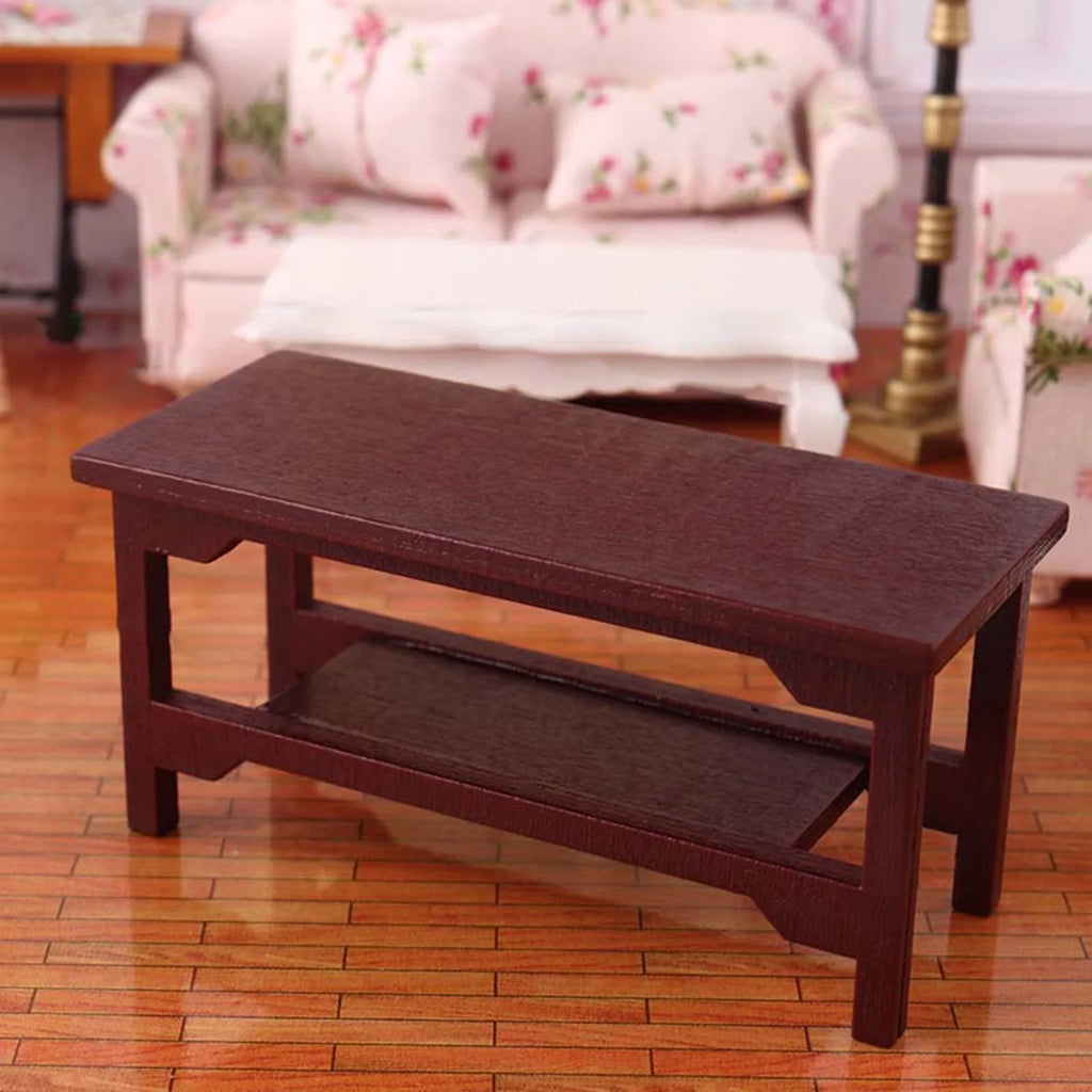 Mini Handmade Retro Wine Red Teatable Dollhouse Furniture Table V5612