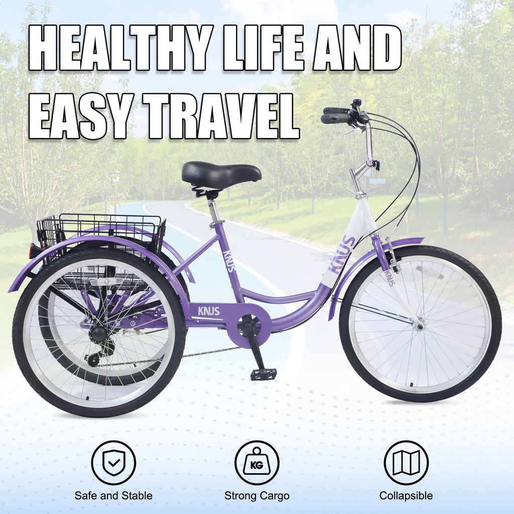 26 inch Single Speed Three Wheel Cruiser Bike with Large Basket K3318
