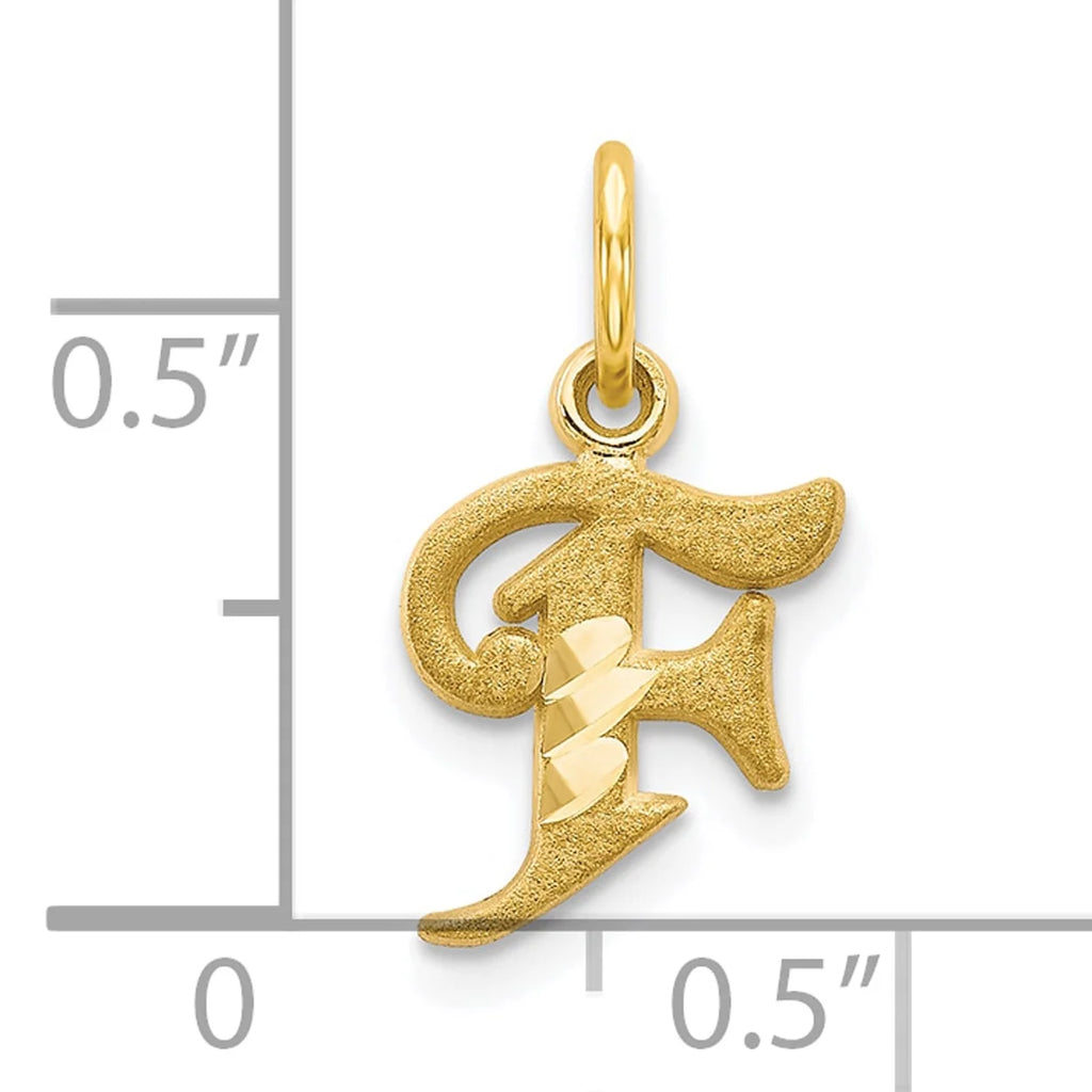 10K Yellow Gold Initial F Pendant Charm with Rope Chain Necklace 20'' M81634