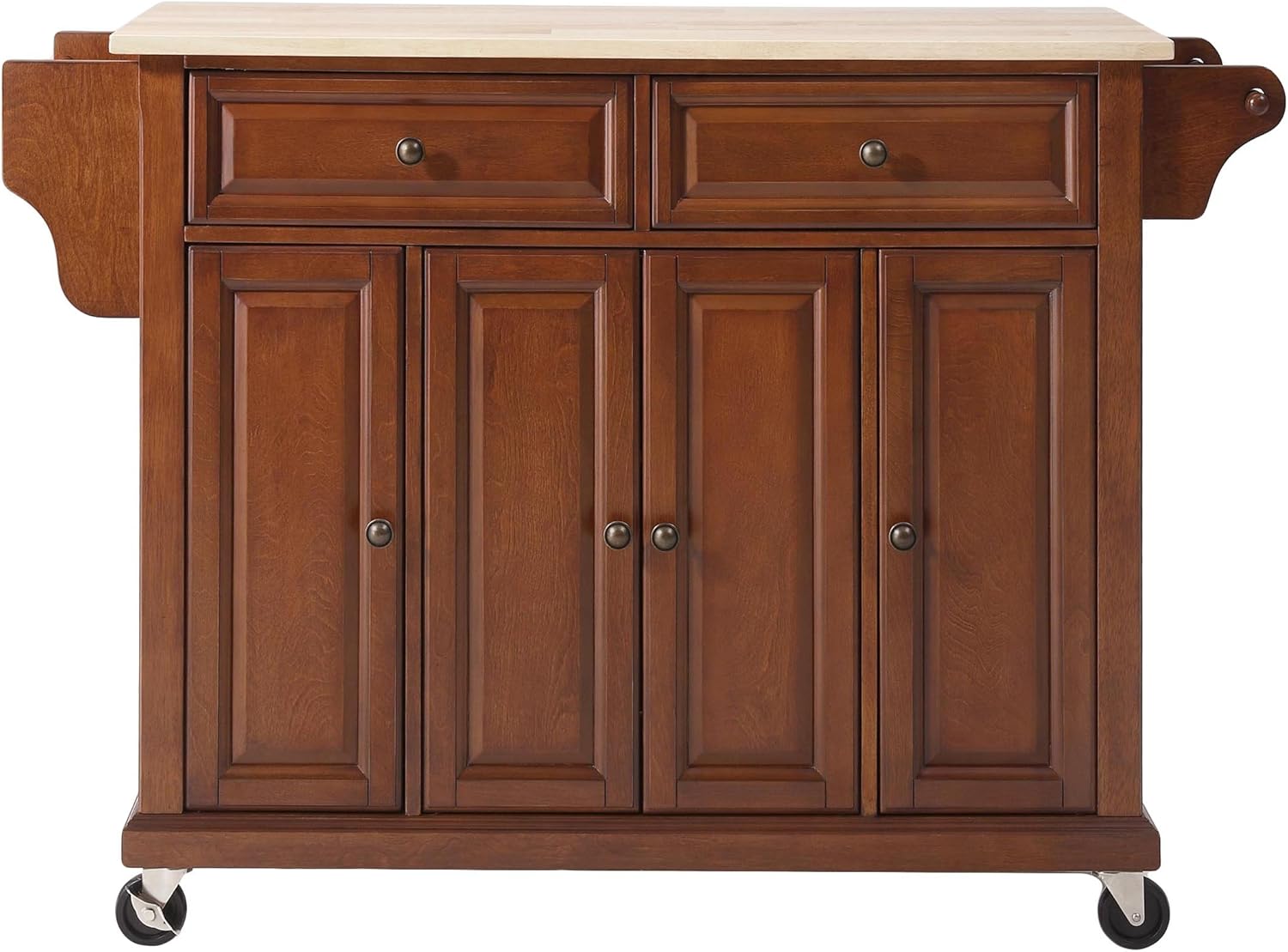 White Full Size Kitchen Cart with Solid Granite Top N1475