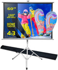 84in Foldable White Fabric Projector Screen with Stand and Carry Bag R617