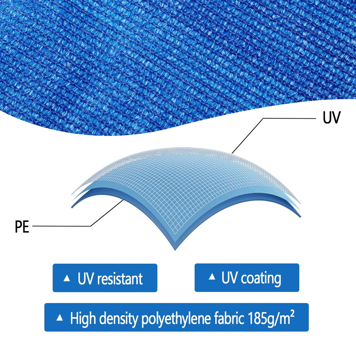 Rectangle Sun Shade Sails 6'x 10' Blue G228548