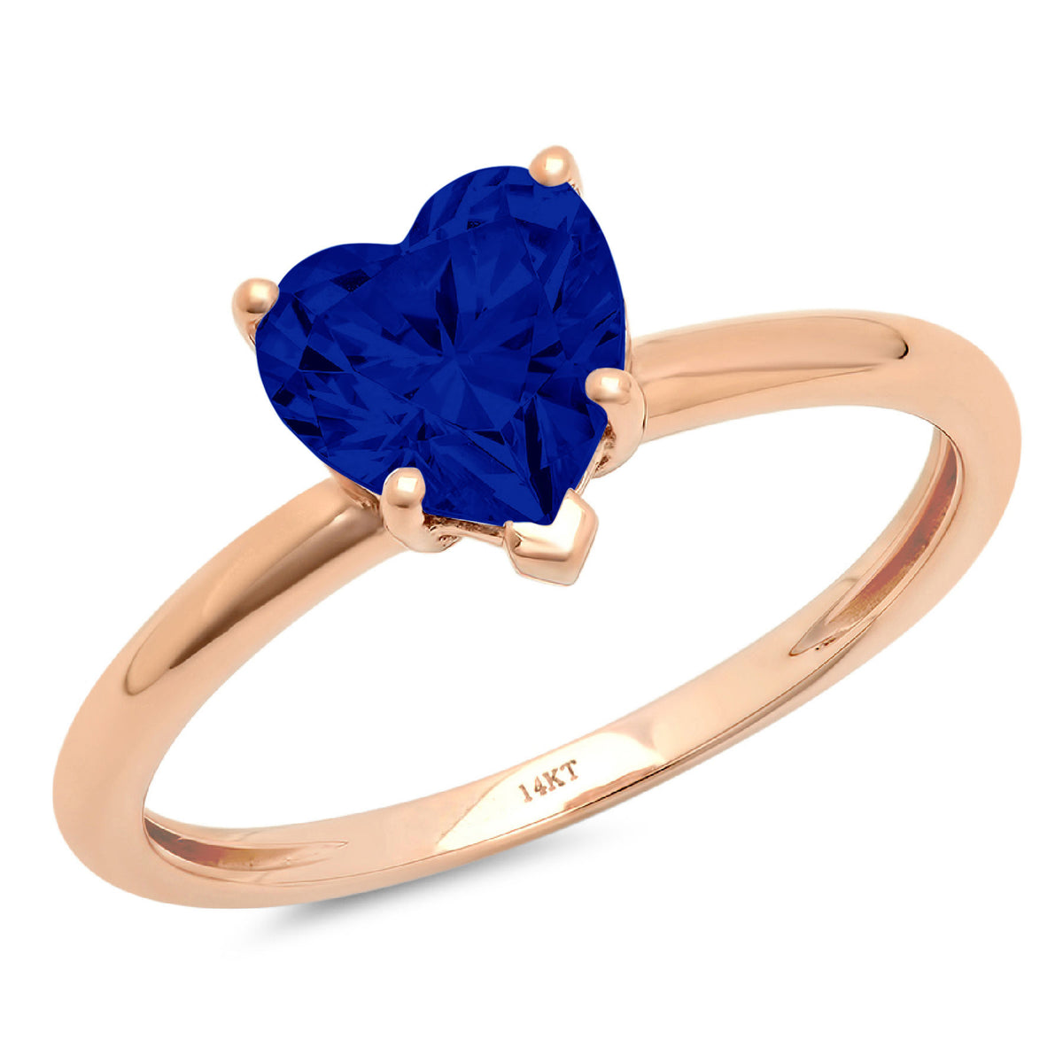Heart Cut Simulated Blue Sapphire 14k Rose Gold Ring Size 10.5 U758147