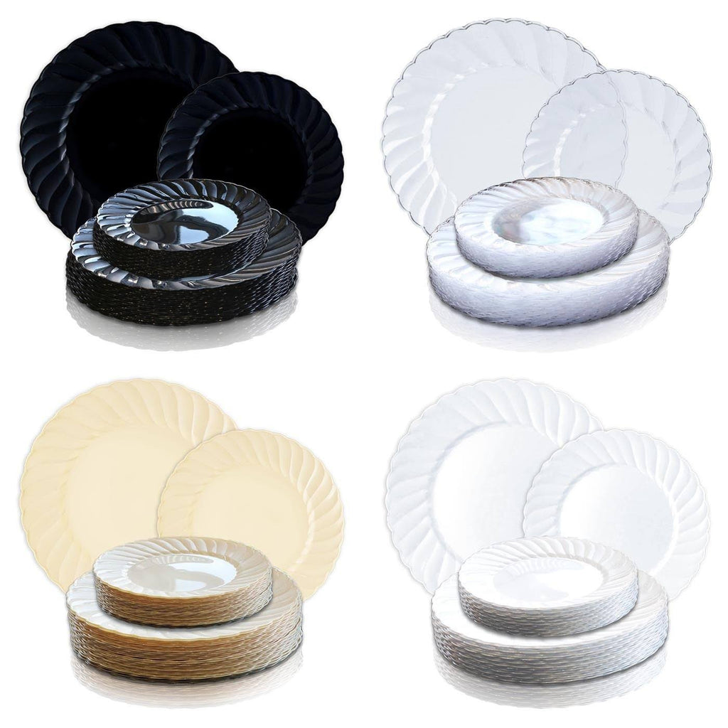 Ivory Round Disposable Plastic Buffet Plates B52371