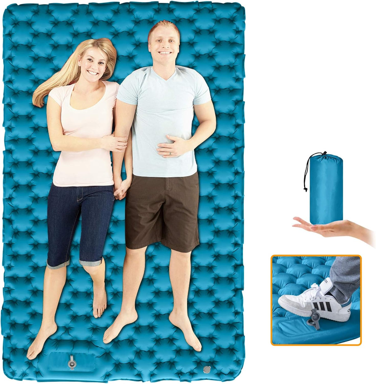 Double Camping Pad Self Inflating Sleeping Pad with Built-in Foot Press X8840