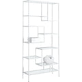 White Clear Tempered Glass Metal Bookcase L145