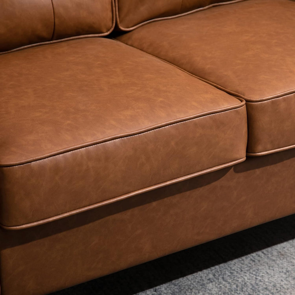 Brown 2-Seater PU Leather Loveseat D406663