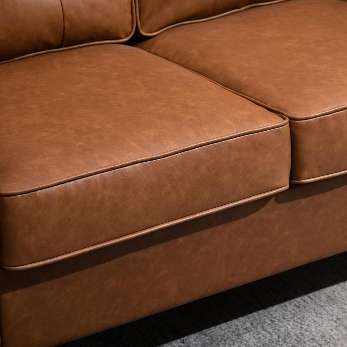 Brown 2-Seater PU Leather Loveseat D406663