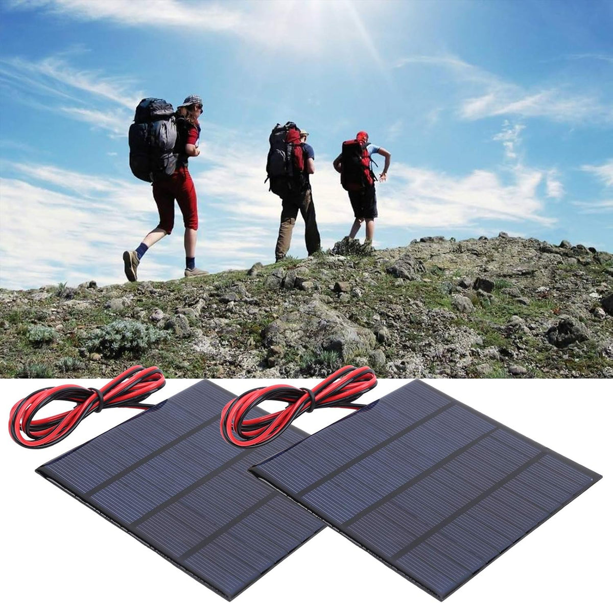 2Pcs DC 12V 150mA Solar Panel Mini Solar Battery Module with 1m Cable Polysilicon Solar Epoxy Cell Charger H107388