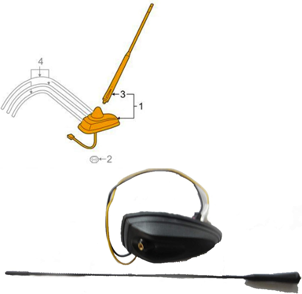 Car Roof Antenna Mast Replacement Pack of 2 S509
