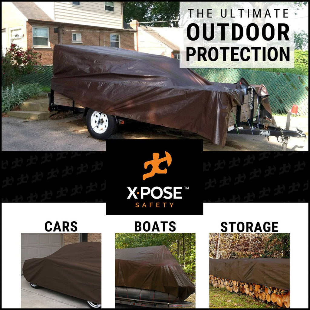 16 x 20 Super Heavy Duty 16 Mil Brown Poly Tarp Cover D203484