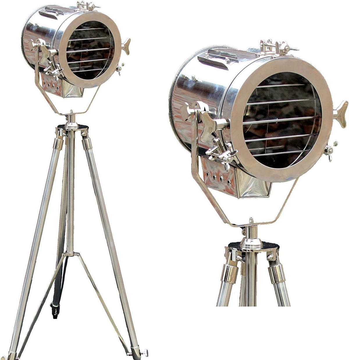 Chrome & Silver Finish Steel Tripod Floor Lamp F95162
