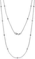Petite Rhodolite Garnet and Diamond 13 Stations Necklace in 14K White Gold B992