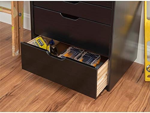 Black Eight Drawer Wood Rolling File Cabinet Storage Cart M33042