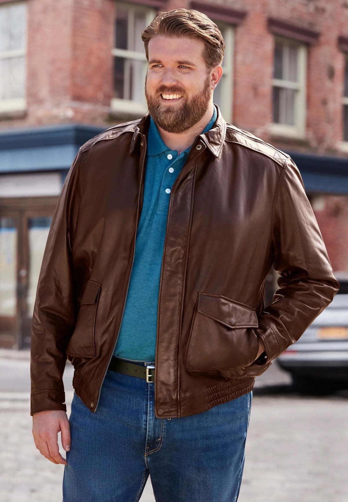 Leather Aviator Jacket B5403