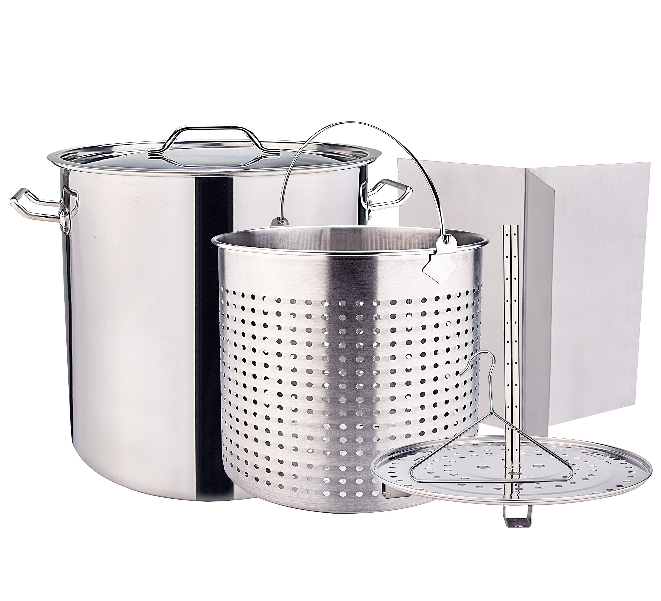 52qt Stainless Steel Stock Pot with Lid M4395