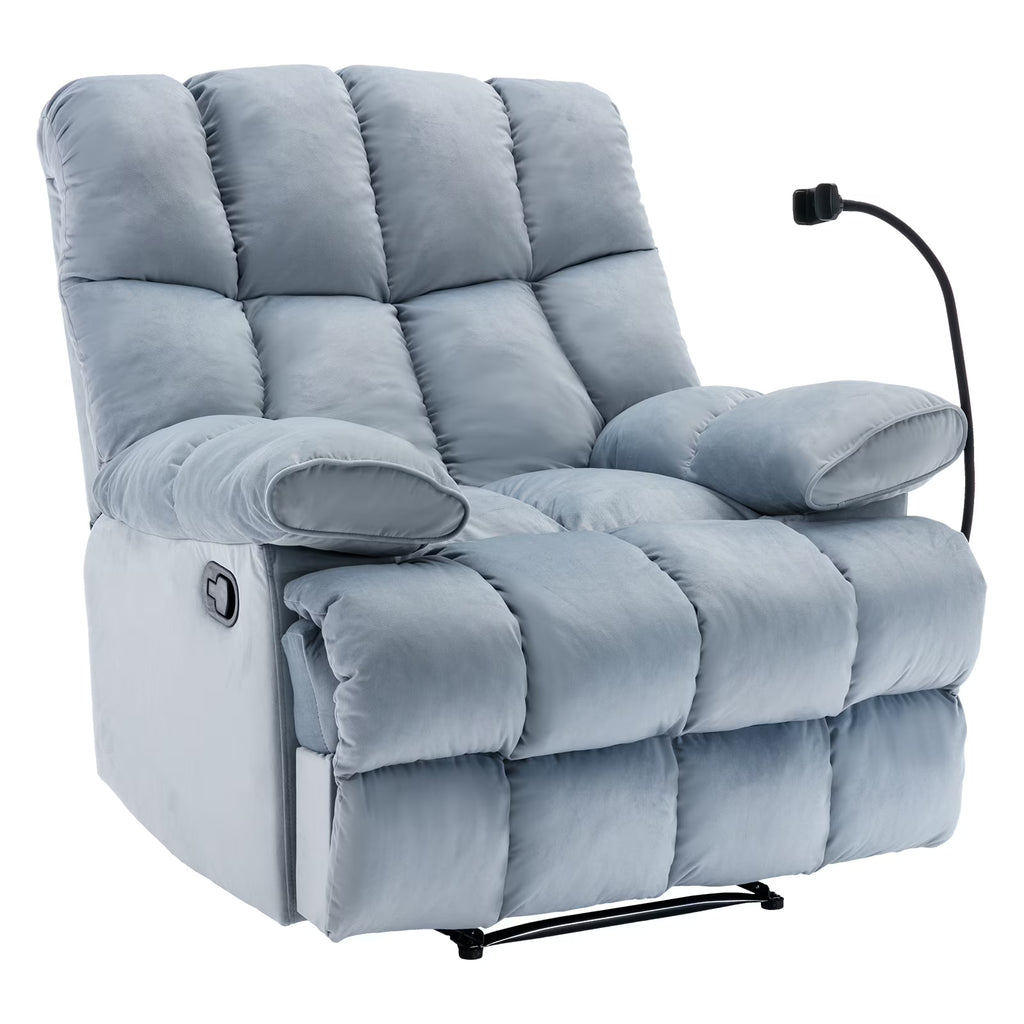 Light Blue Oversized Velvet Recliner Chair K8062