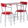 Red 3-Piece Metal and Glass Bistro Set Z496222