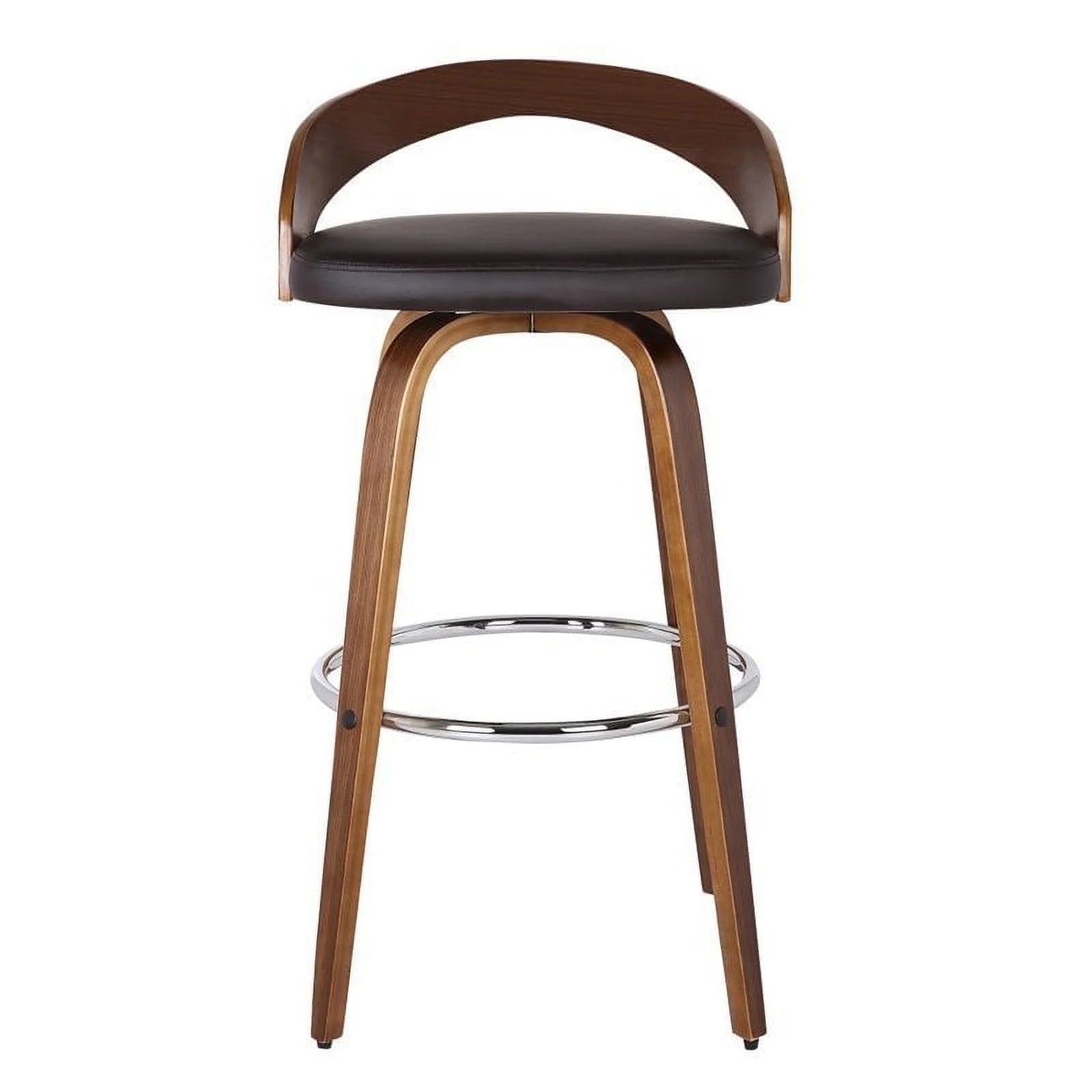 26" Faux Leather Wood Counter Stool in Brown/Walnut E222