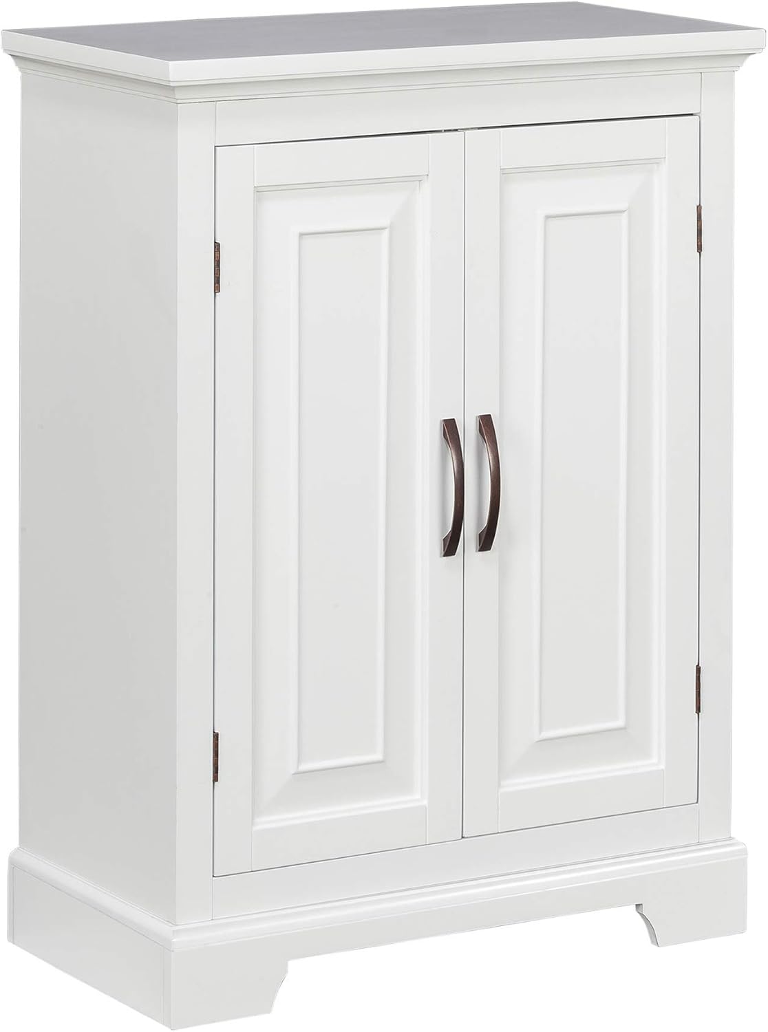 White Freestanding Floor Cabinet with 2 Doors 2 Adjustable Inner Shelves P5788