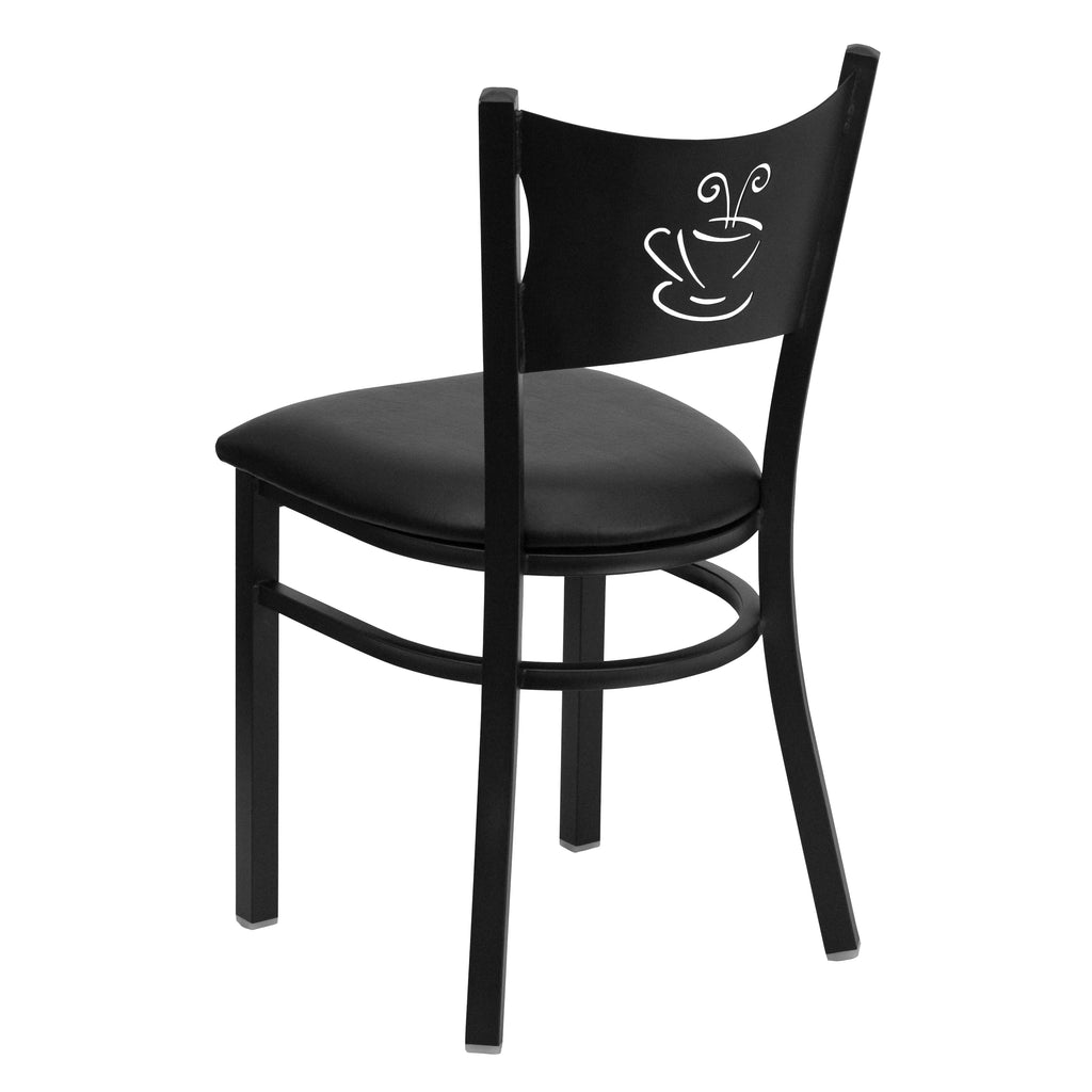 Black Metal Restaurant Chair with Black Vinyl Seat O792