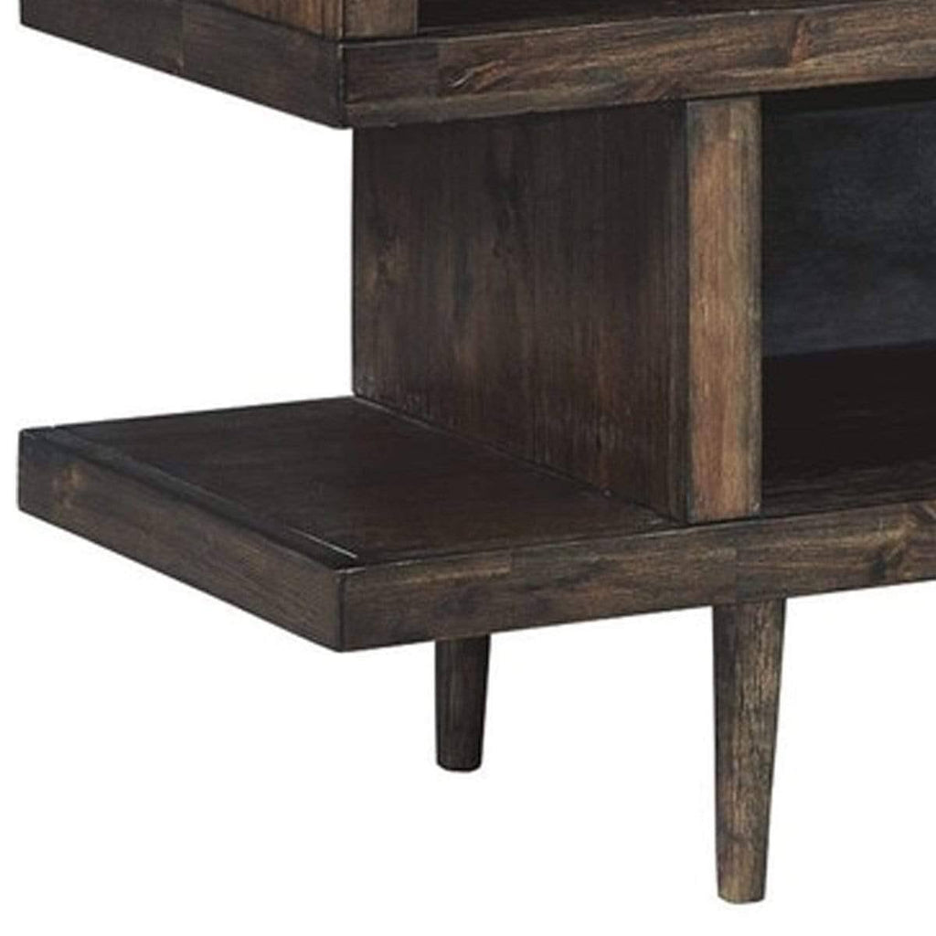 Brown 4 Open Shelf Storage Server with Round Tapered Legs Q21326