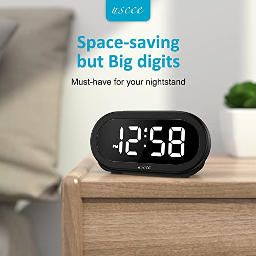 Small LED Digital Alarm Clock with Snooze, USB Charger O9933