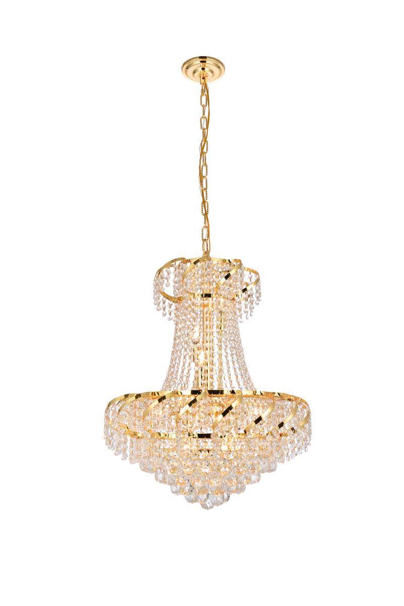 11 Light Gold Chandelier Clear Crystal E8508
