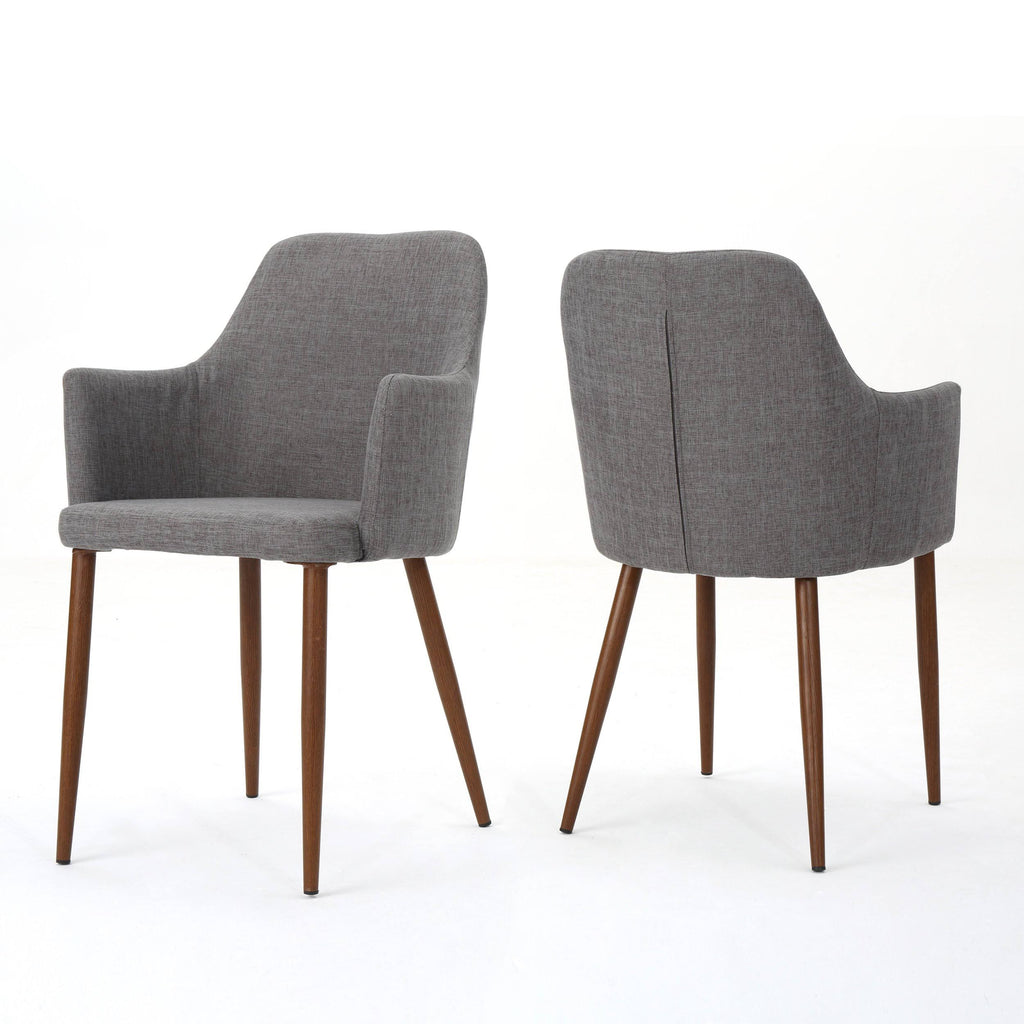 Muted Orange Fabric Dining Chair with Light Brown Wood Finished Metal Legs, Set of 2 W97981