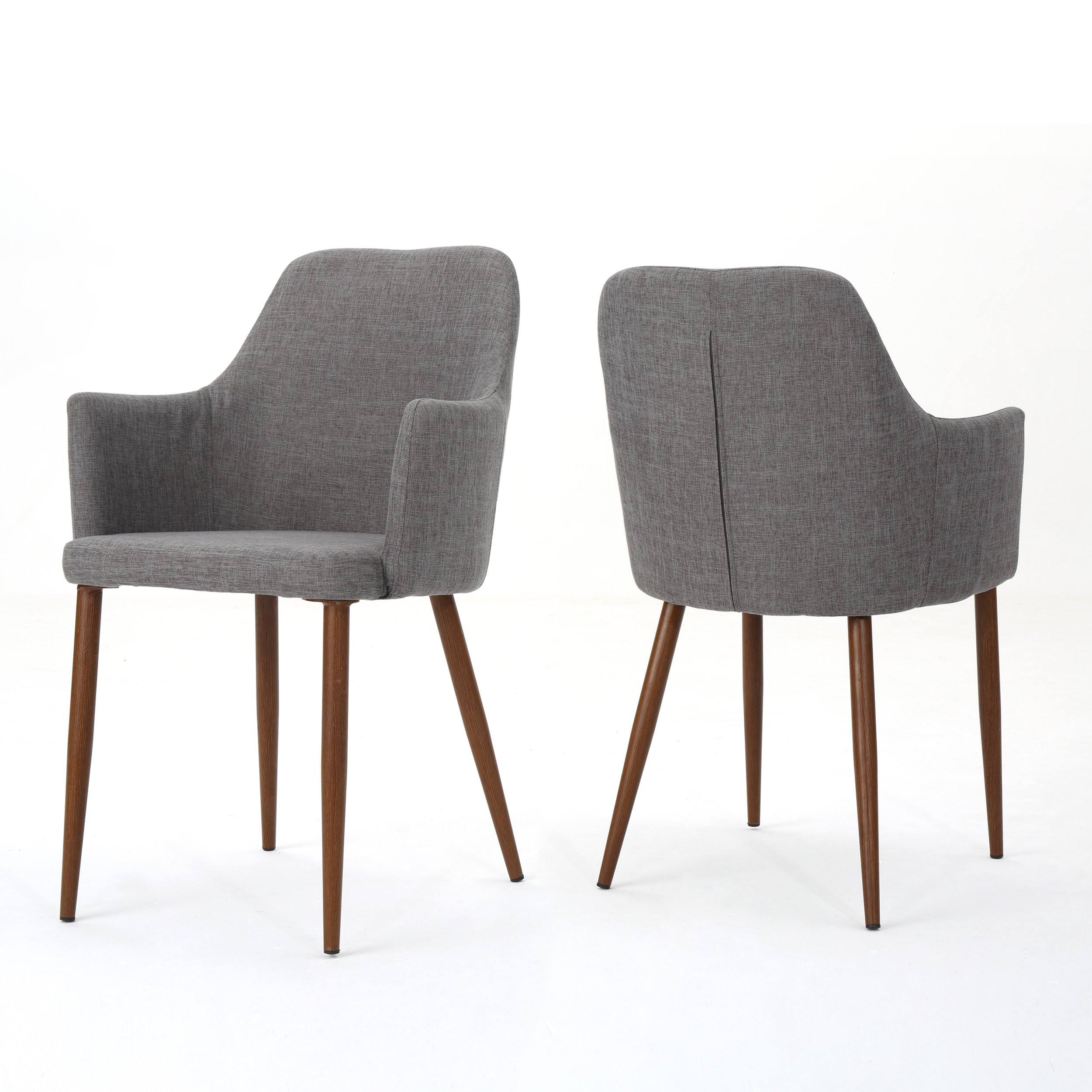 Muted Orange Fabric Dining Chair with Light Brown Wood Finished Metal Legs, Set of 2 W97981
