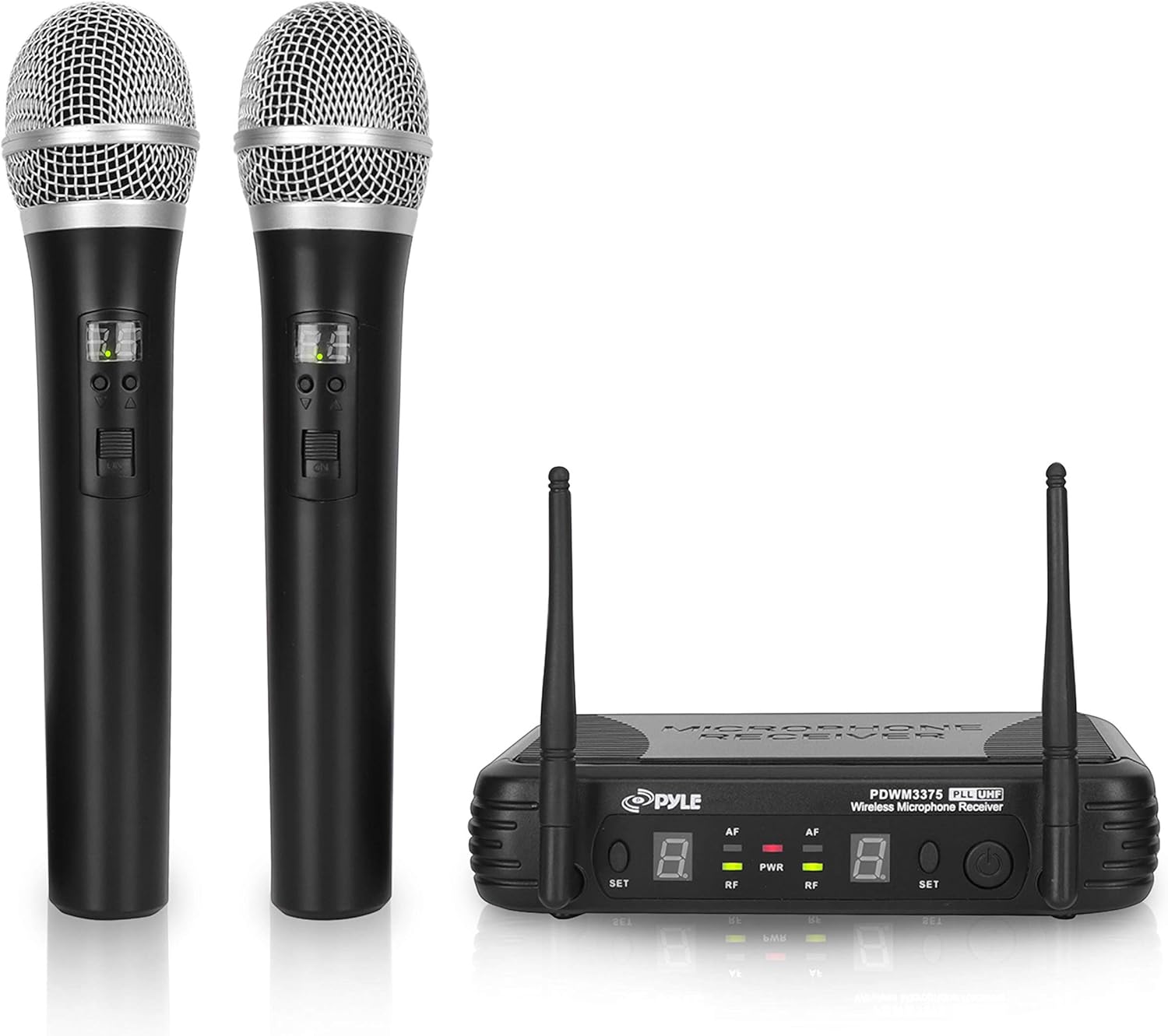 Dual UHF Band Wireless Handheld Microphone System with 2 Mics A162
