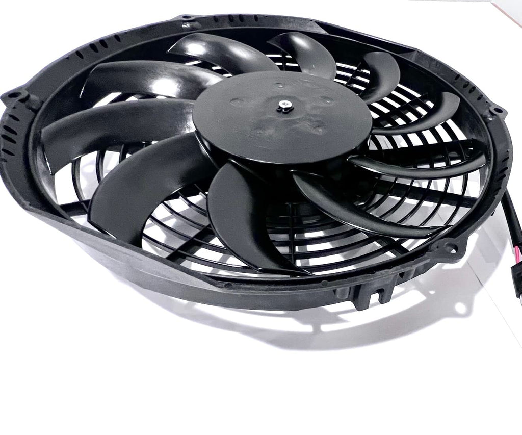 10" 12 Volt Curved Blade Puller Fan with Wire Harness Pack of 2 H263