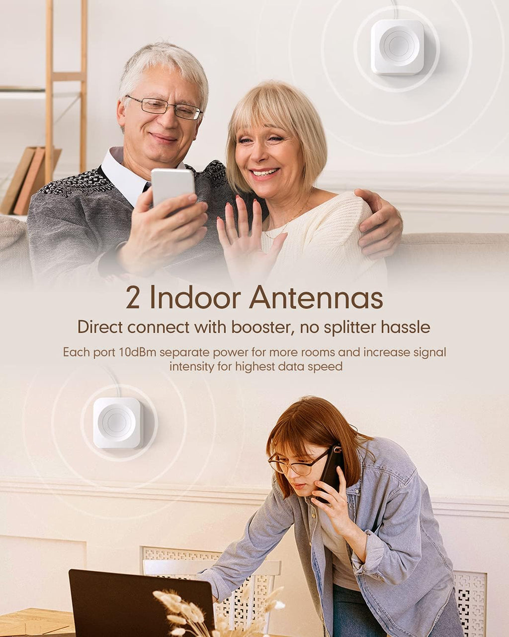 Cell Phone Signal Booster with 2 Indoor Antennas U8290