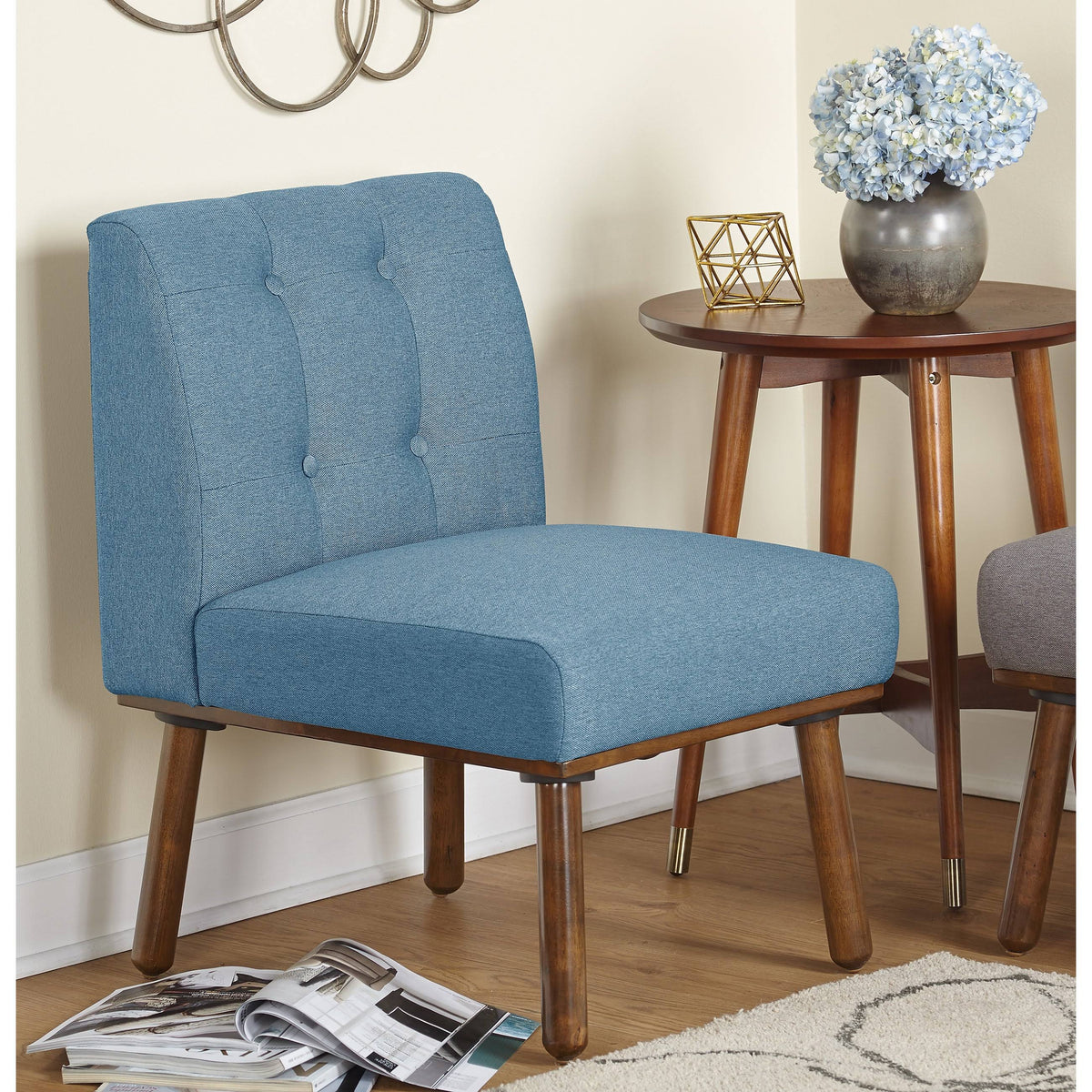 Blue Armless Accent Chair V67178