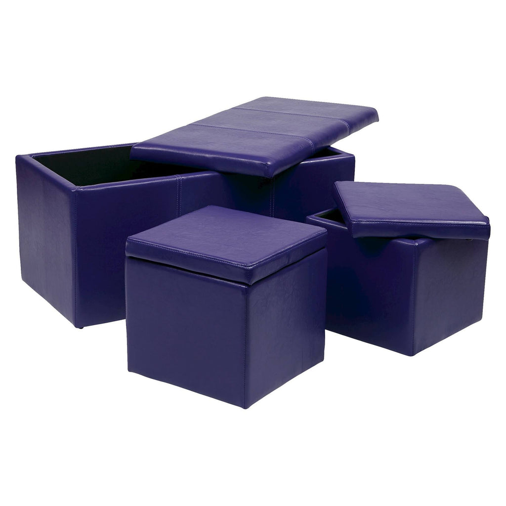 Purple Vinyl Ottoman Set F8872