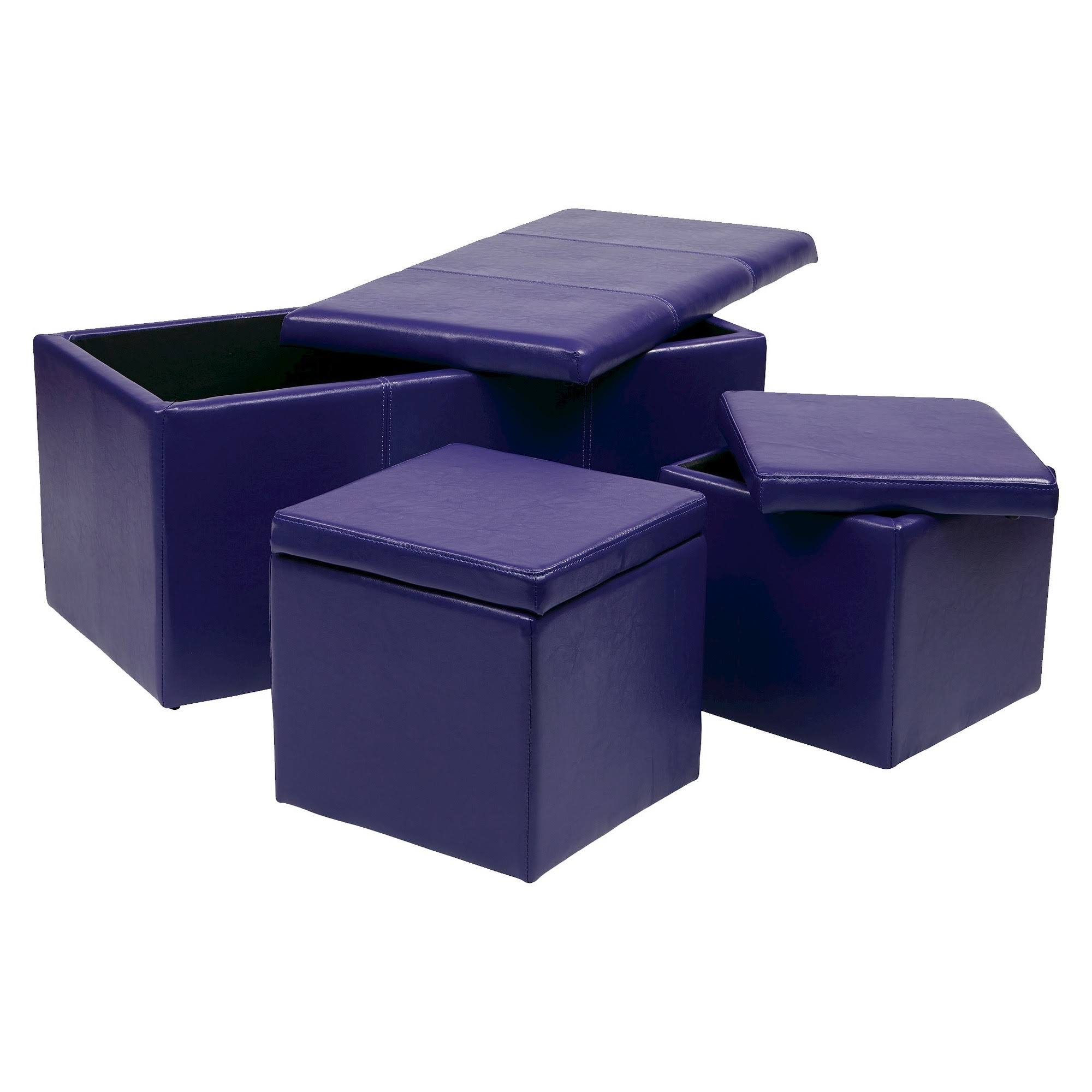 Purple Vinyl Ottoman Set F8872