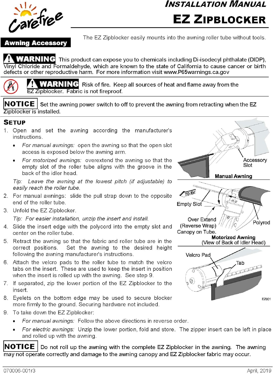 Black 15' x 9' Drop RV Awning J452731