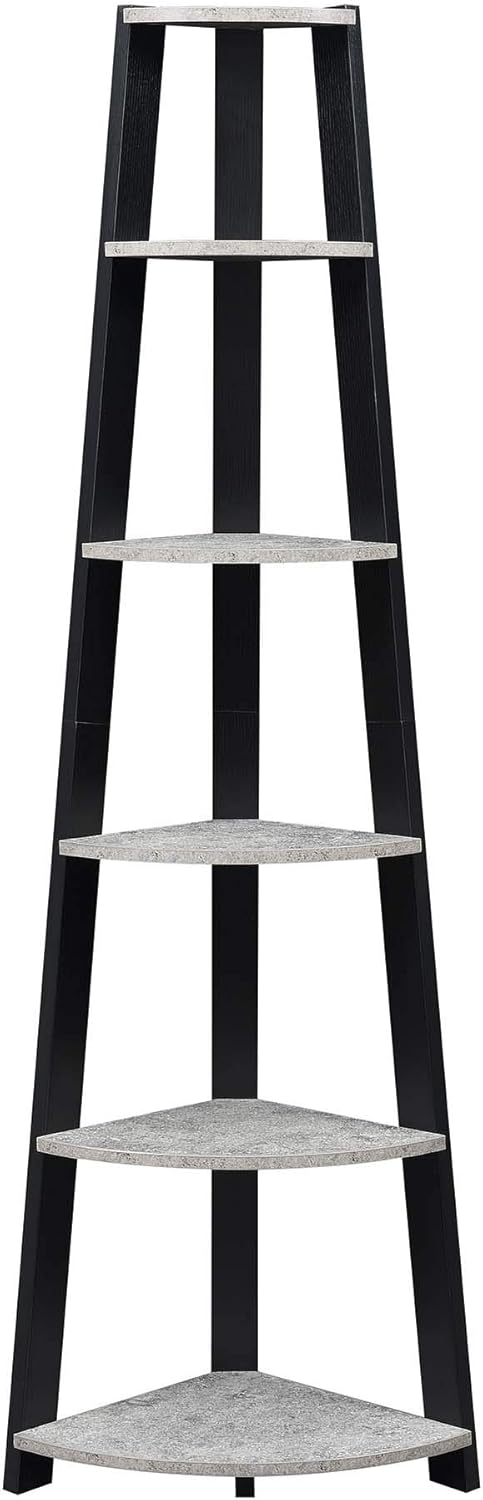 White 5 Tier Corner Bookcase Y513594