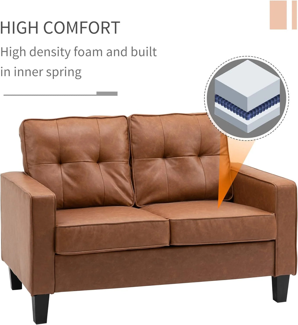 Brown 2-Seater PU Leather Loveseat D406663